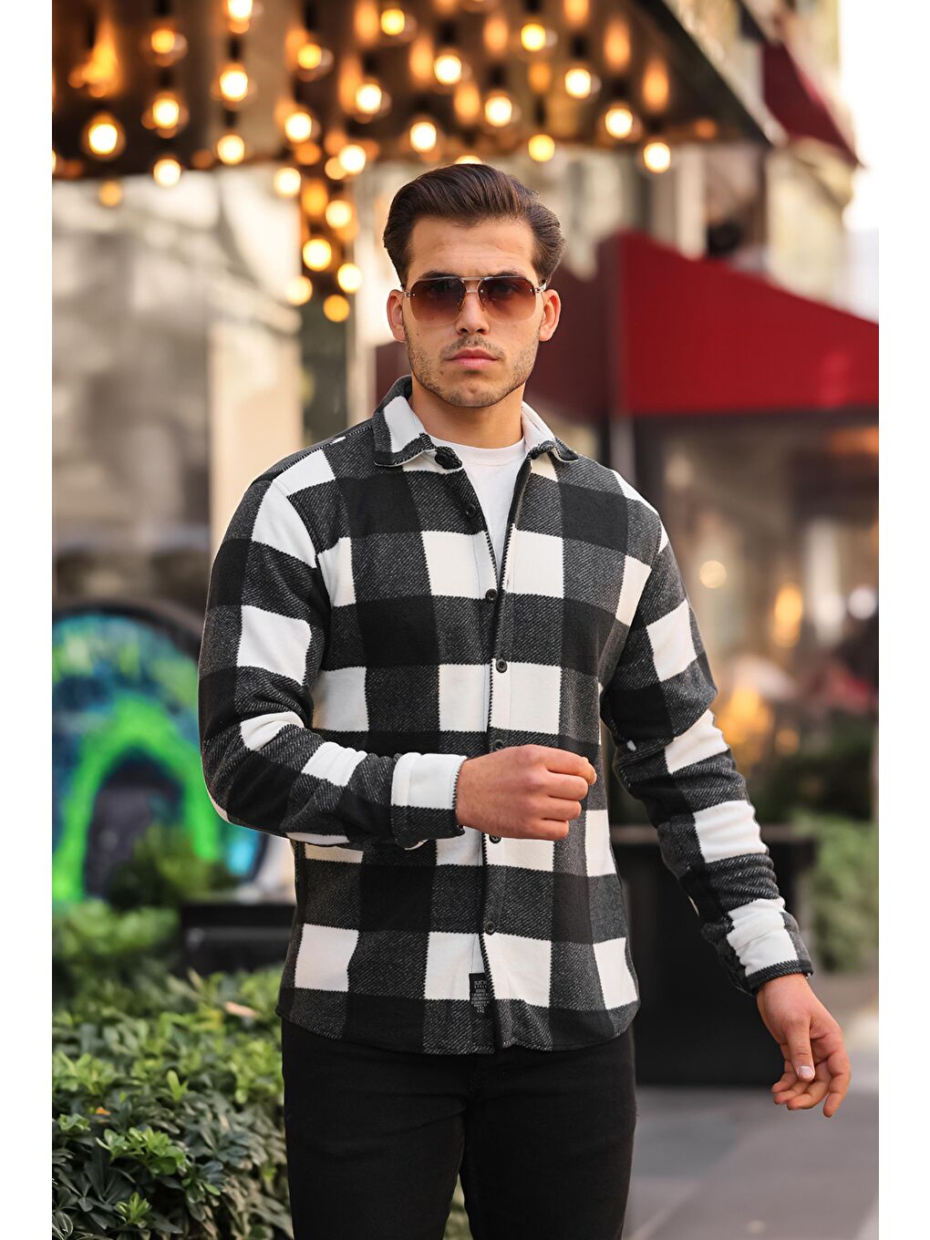 Siyah Kareli Polar Kışlık Oduncu Gömlek XC U16707-3