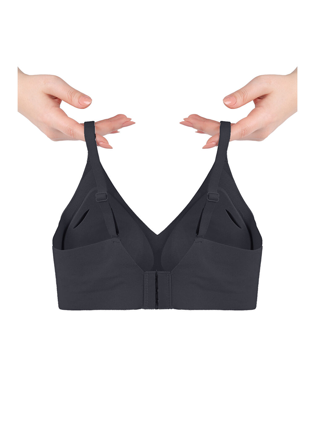 Siyah Balensiz Lazer Dikişsiz Görünmez Çıkarılabilir Pedli Sütyen-1