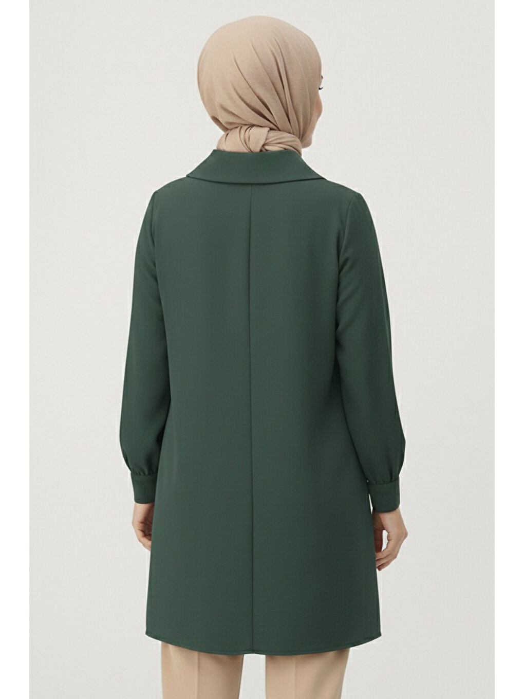 Düğme Detaylı Modal Tunik Haki - 28041-HAKI-2