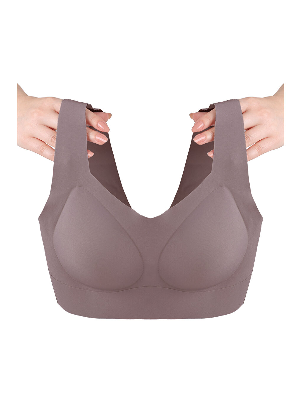 Kahverengi Balensiz Lazer Dikişsiz Çıkarılabilir Pedli Kalın Askılı Görünmez Sütyen