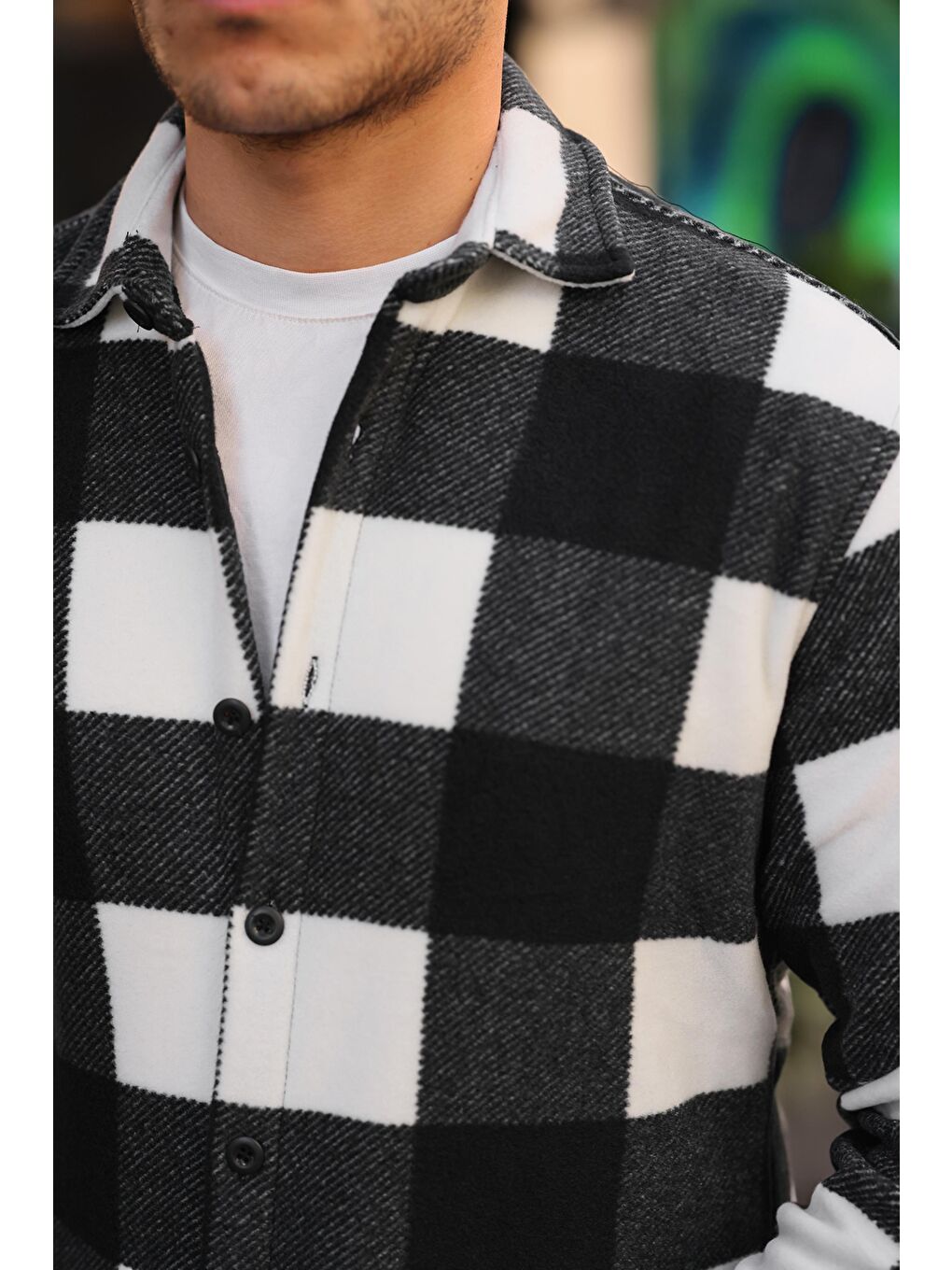 Siyah Kareli Polar Kışlık Oduncu Gömlek XC U16707-4