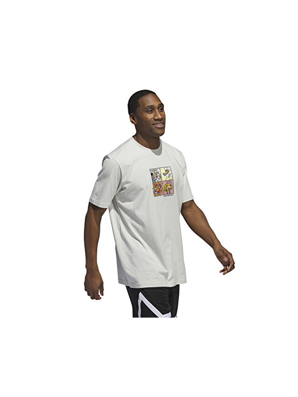 Lil Stripe Comic Graphic Tee Erkek Günlük Tişört Ix0096 Gri-2