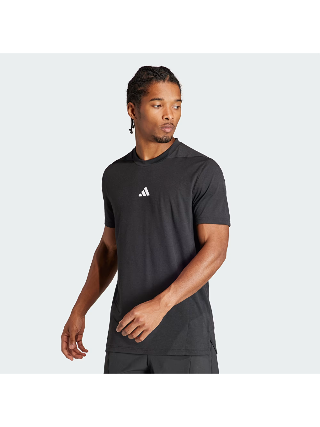 Adidas Siyah Designed For Training Erkek Siyah Yuvarlak Yaka Tişört