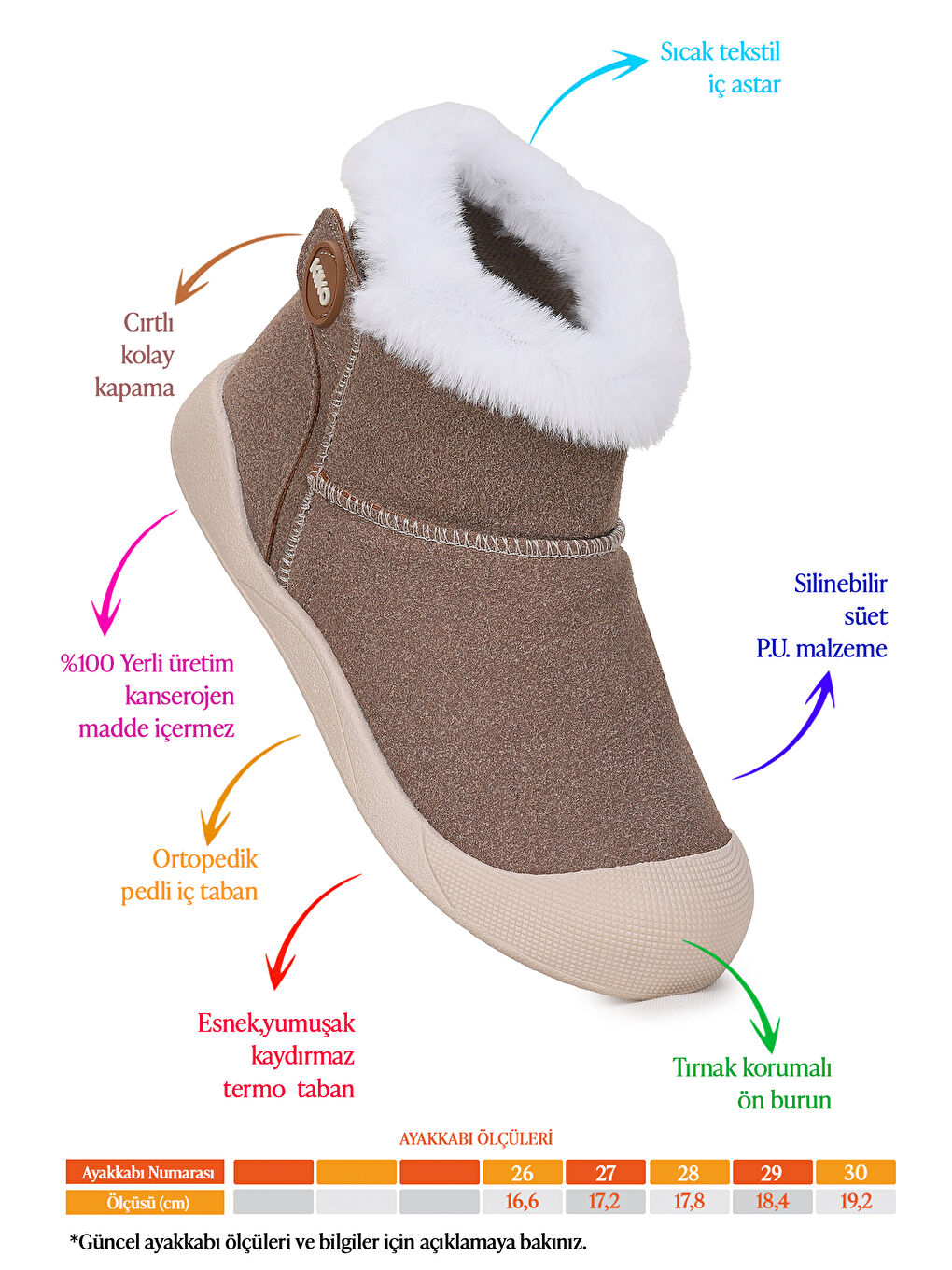 Bej Liplan Cırtlı Termo Taban Kız Çocuk Bot Ayakkabı-1