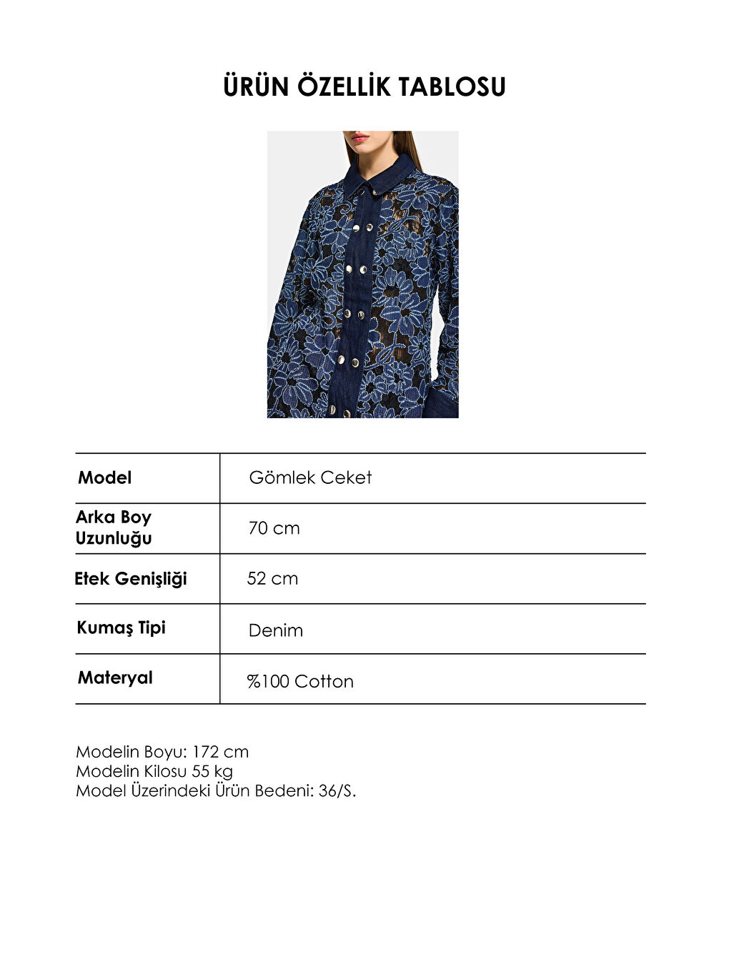 Kadın İndigo Selvedge 7s6-50 Oversize Dantel Nakış Çiçek Detaylı Özel Tasarım Denim Ceket-4