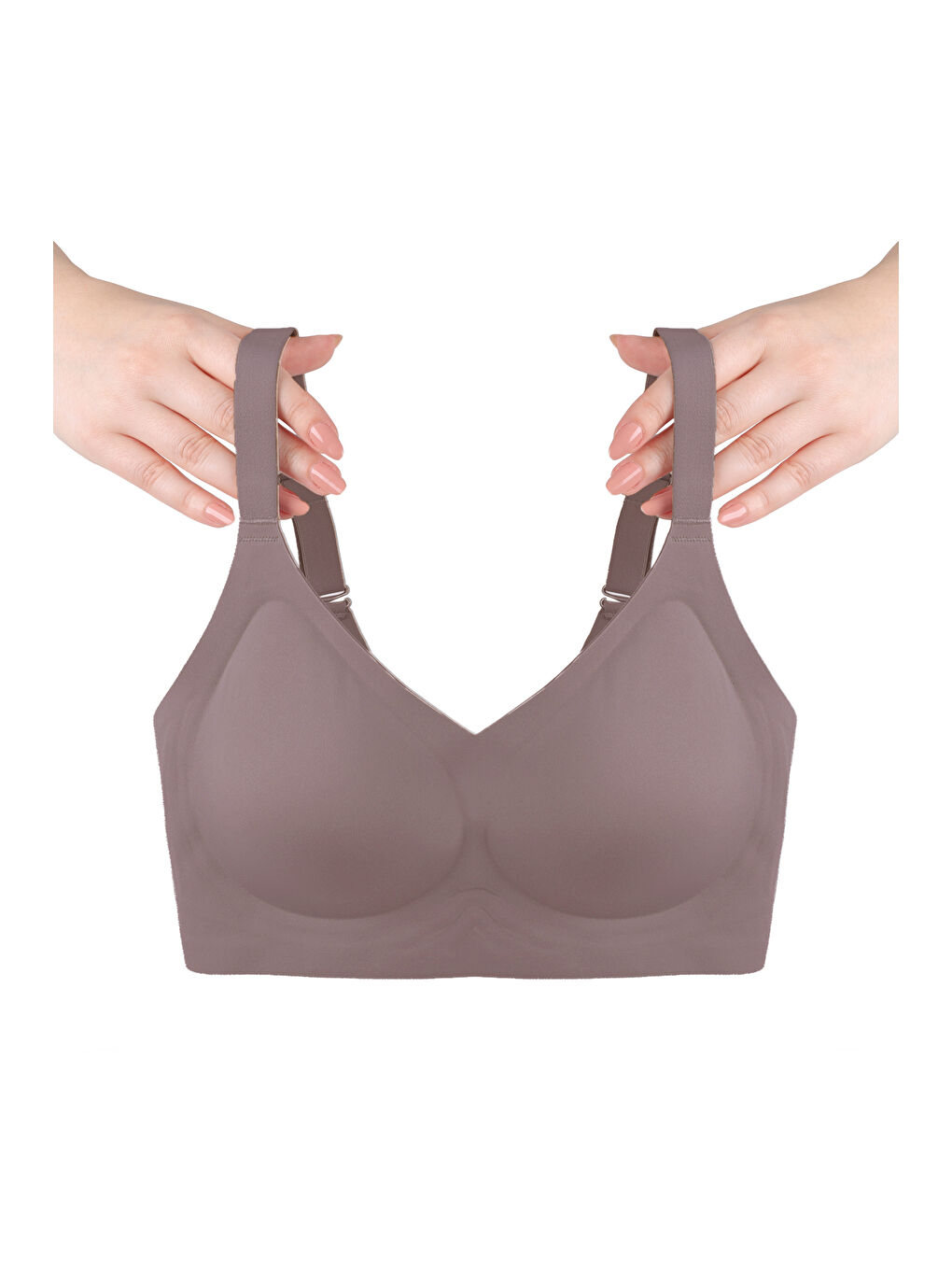 Kahverengi Balensiz Lazer Dikişsiz Görünmez Çıkarılabilir Pedli Toparlayıcı Sütyen