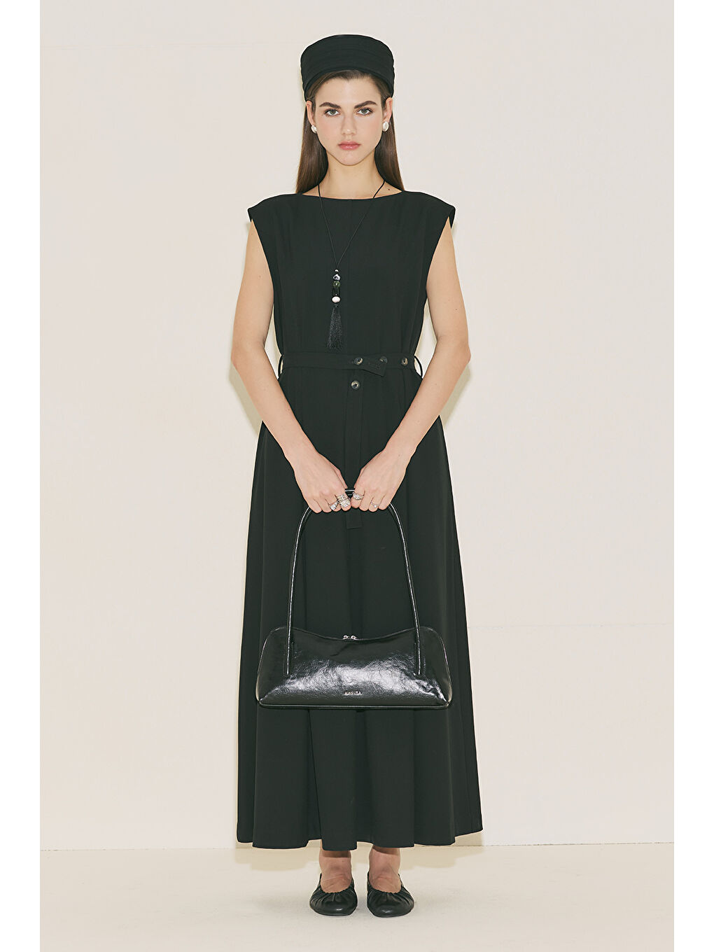 Premıum Kemer Detaylı Elbise Siyah-2