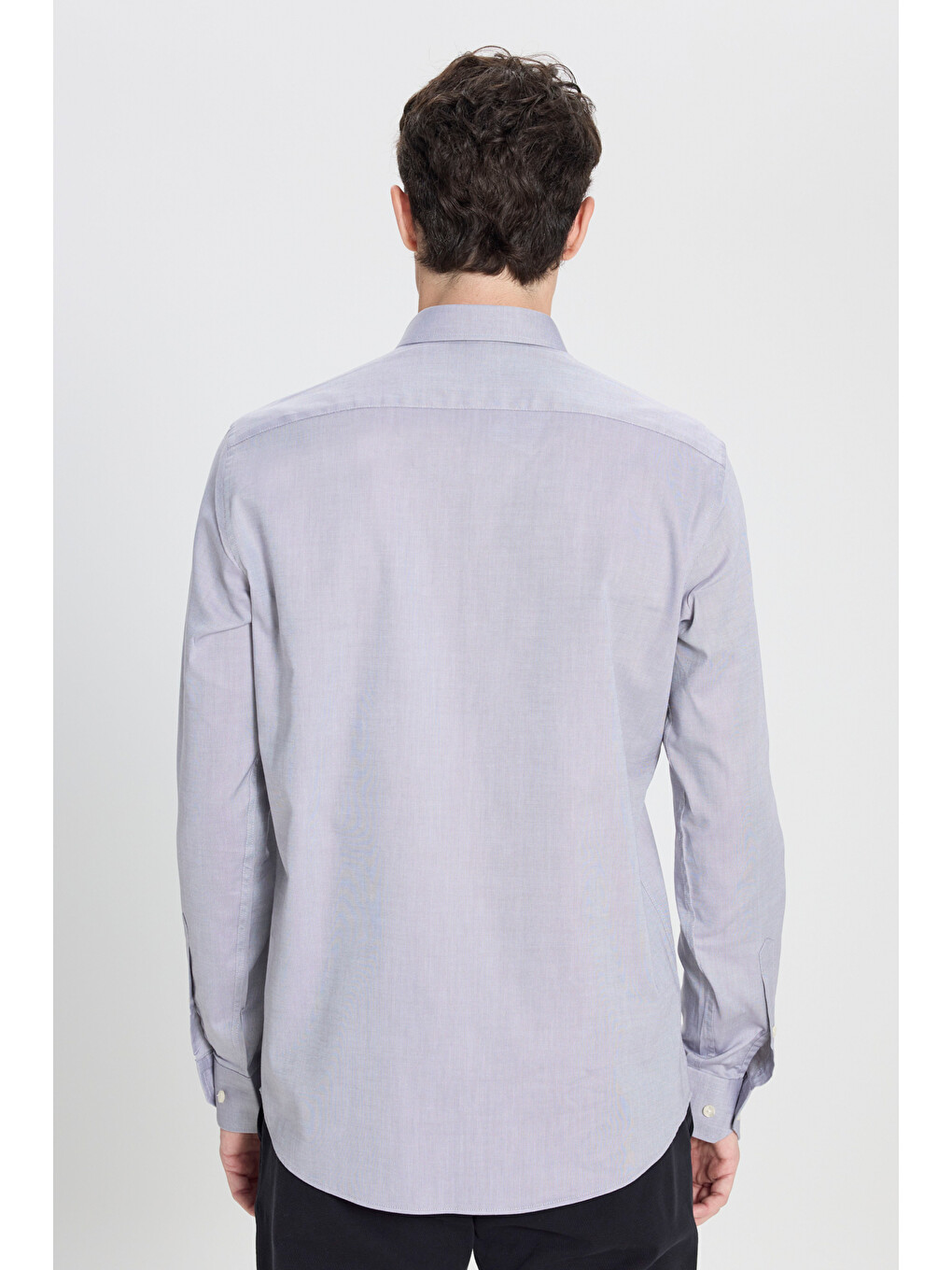 Erkek Siyah %100 Pvamuk Slim Fit Dar Kesim Düğmeli Yaka Oxford Gömlek-4