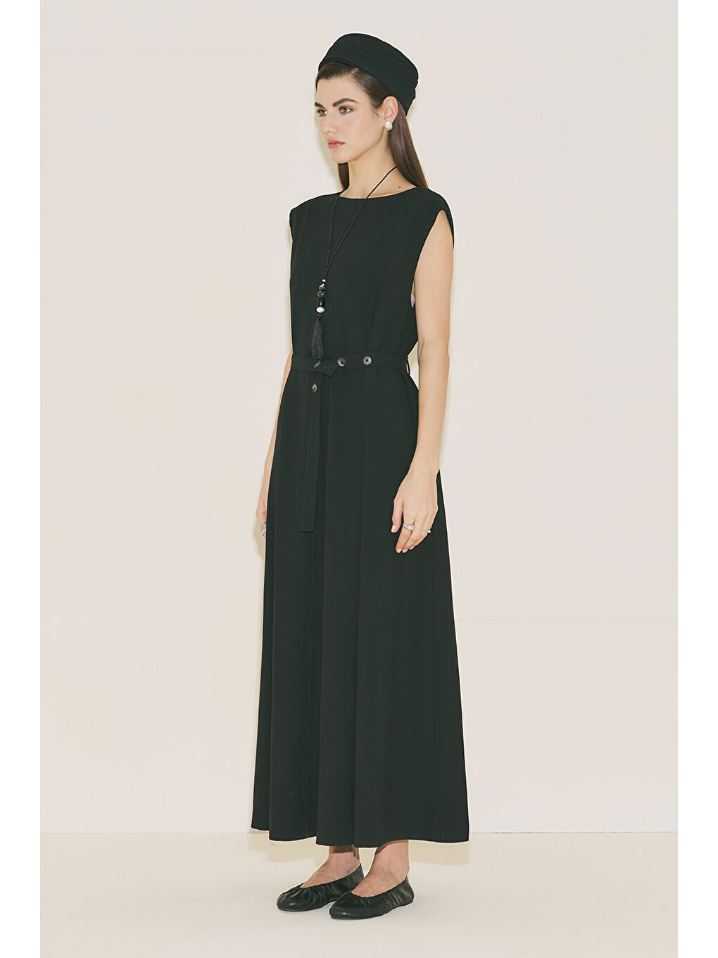 Premıum Kemer Detaylı Elbise Siyah-3