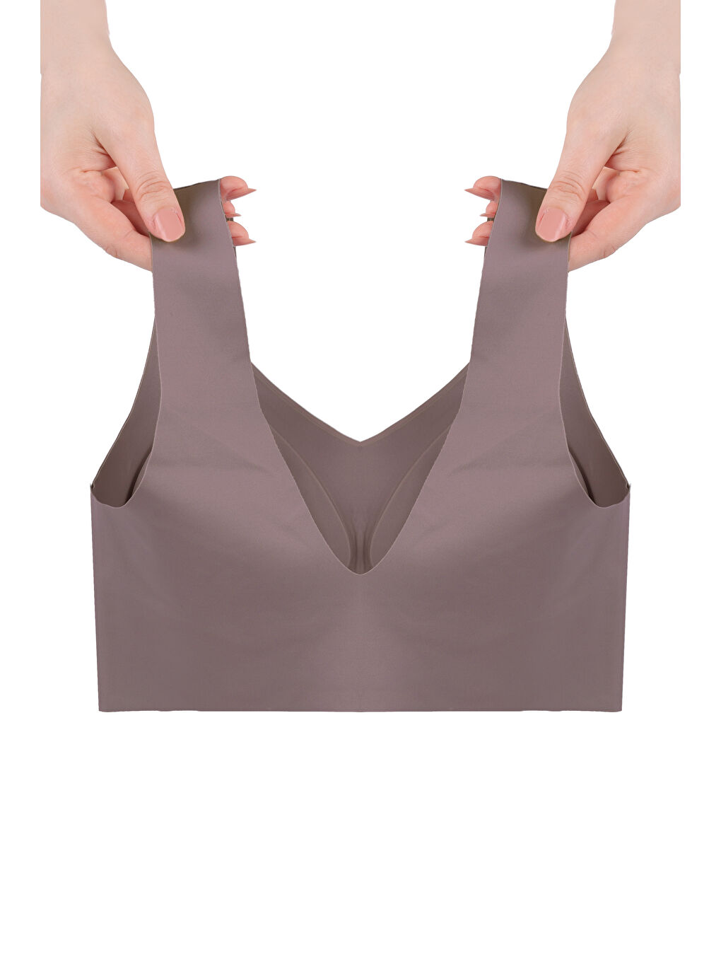 Kahverengi Balensiz Lazer Dikişsiz Çıkarılabilir Pedli Kalın Askılı Görünmez Sütyen-1