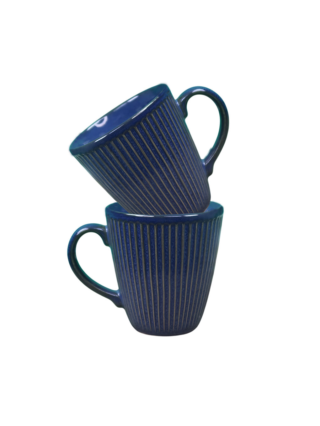 Mavi 2'li Çizgili Seramik Kupa-1