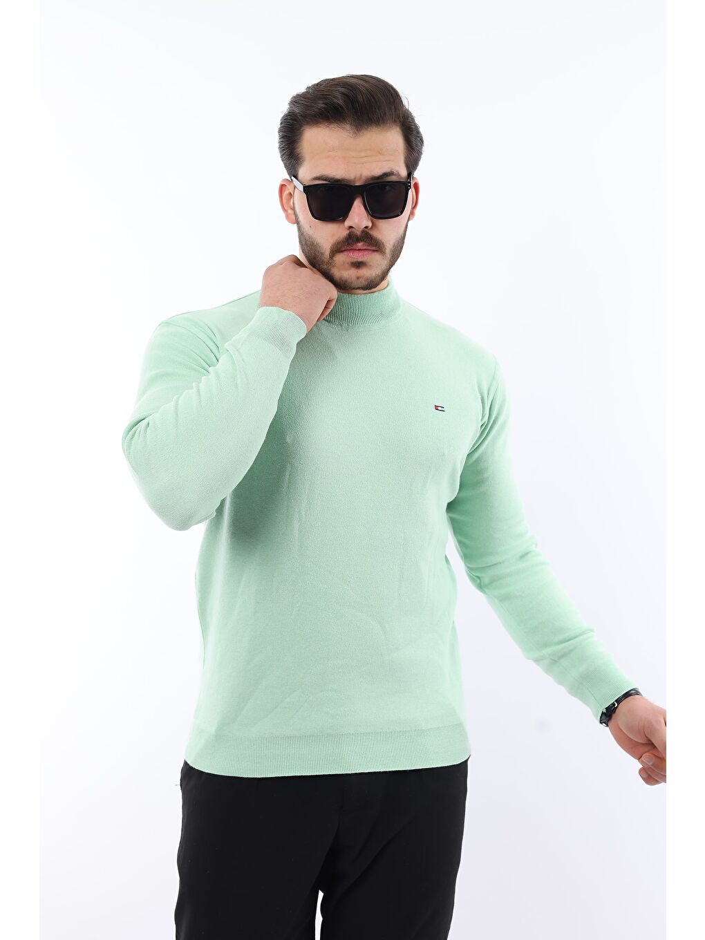 Turkuaz Erkek Yarım Balıkçı Yaka Triko Kazak-2