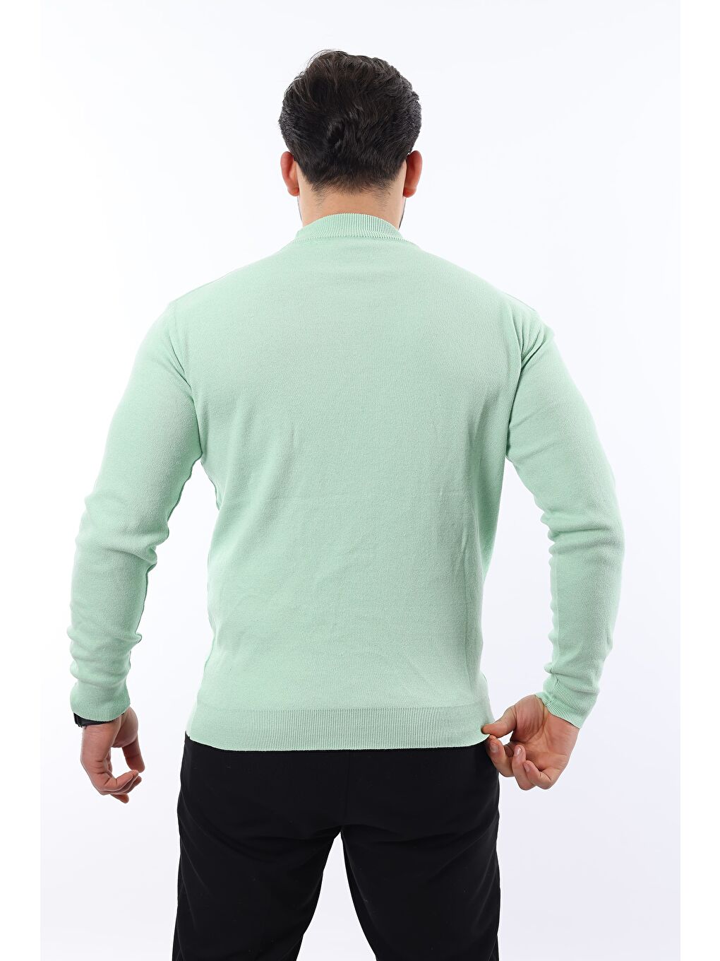 Turkuaz Erkek Yarım Balıkçı Yaka Triko Kazak-3
