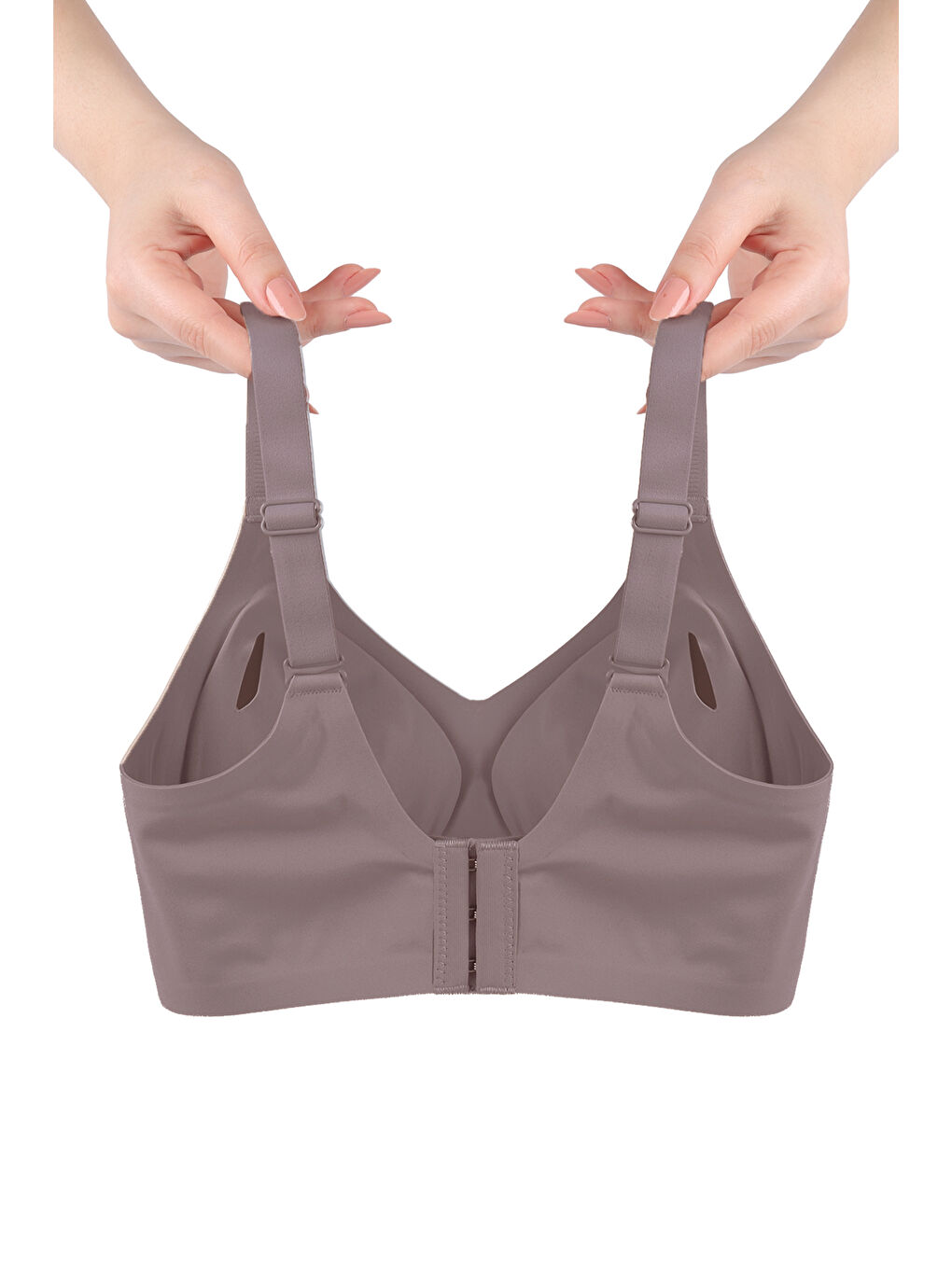 Kahverengi Balensiz Lazer Dikişsiz Görünmez Çıkarılabilir Pedli Toparlayıcı Sütyen-1