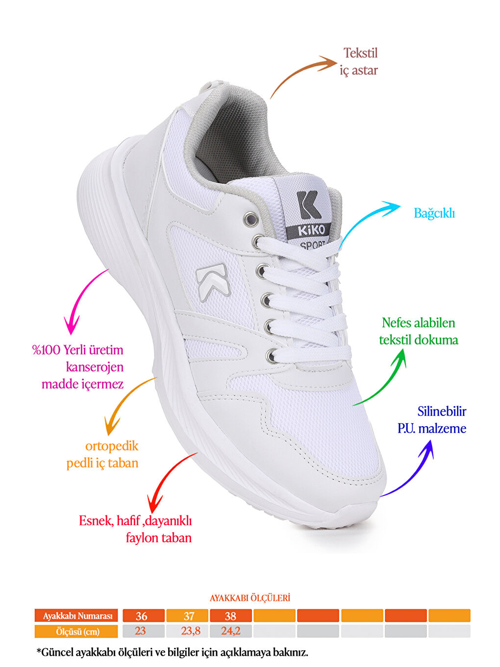 Beyaz Dima Fileli Faylon Taban Erkek Çocuk Spor Ayakkabı-1