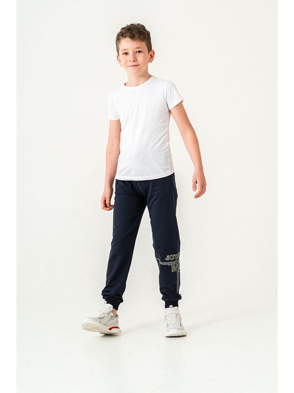 Lacivert Croos The Lines Baskılı Cepler Fermuarlı Erkek Çocuk Eşofman Altı