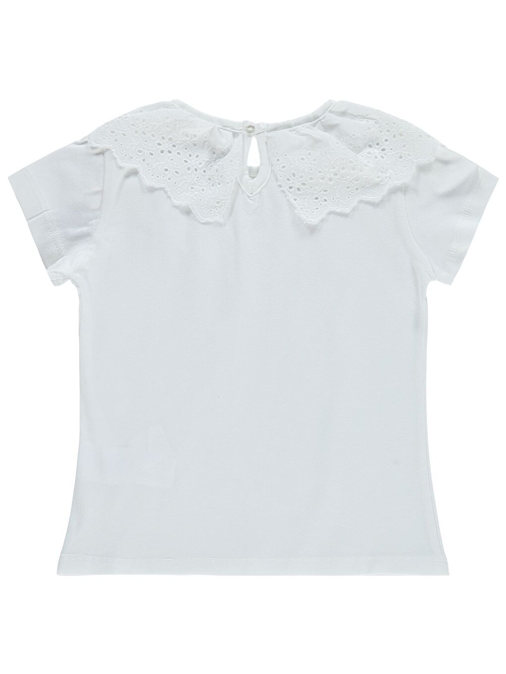 Girls Yakası Fırfırlı 4-9 Yaş Tişört - Kırık Beyaz-2