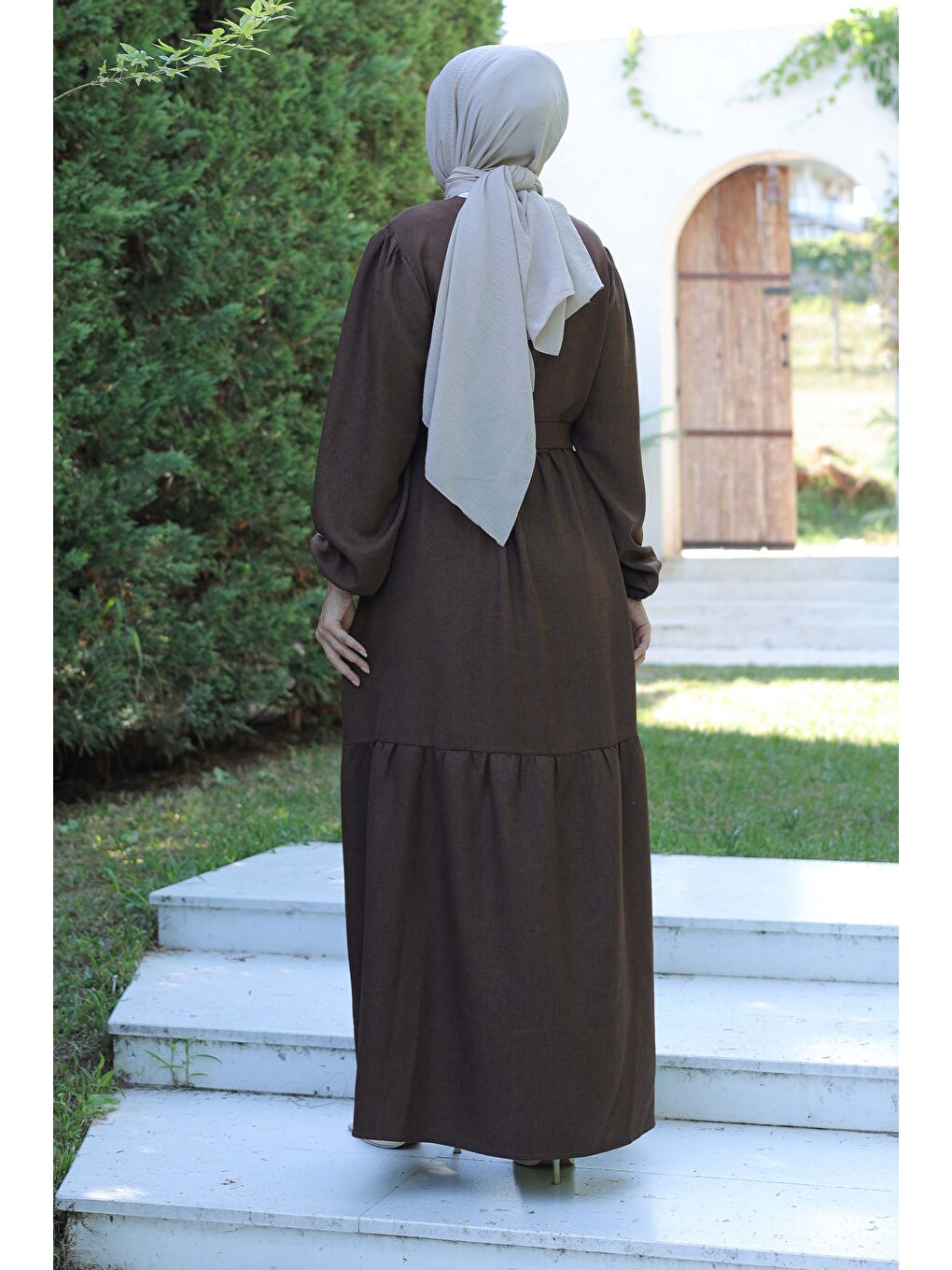 Kahverengi Katlı Elbise Kahve - 26624-5