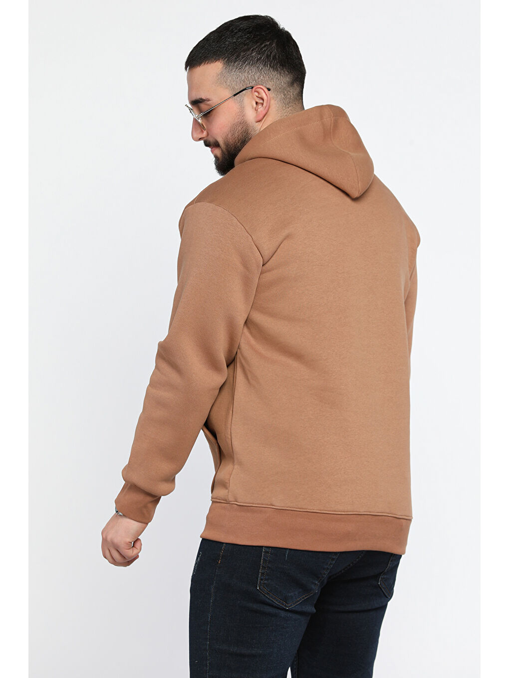 Mishar İtalia Ekru Erkek Kanguru Cepli Şardonlu Hoodie - 2