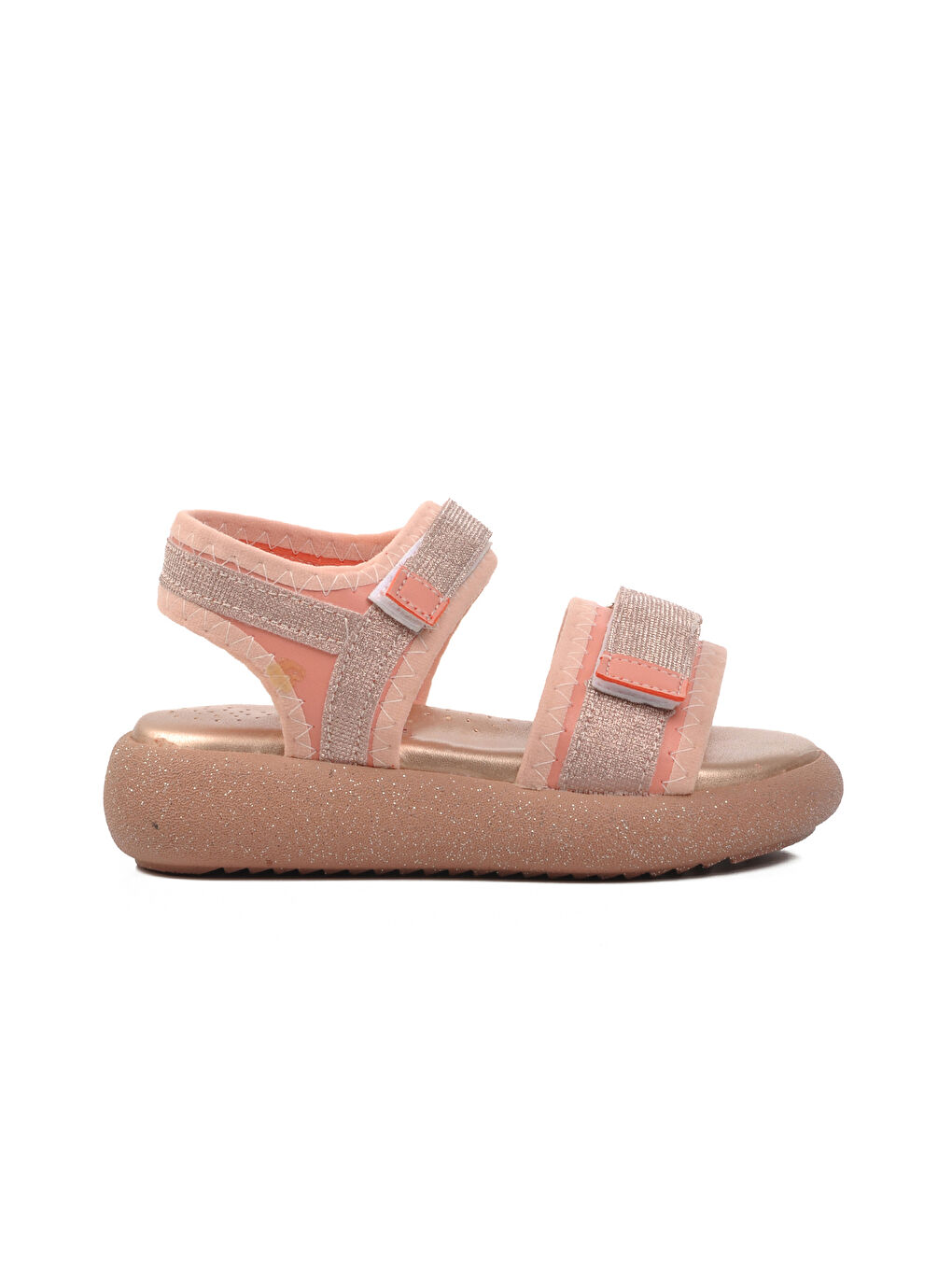 Pembe Pudra Simli Ortopedik Cırtlı Kız Çocuk Sandalet 24-402-F