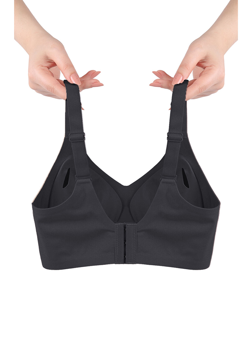 Siyah Balensiz Lazer Dikişsiz Görünmez Çıkarılabilir Pedli Toparlayıcı Sütyen-1