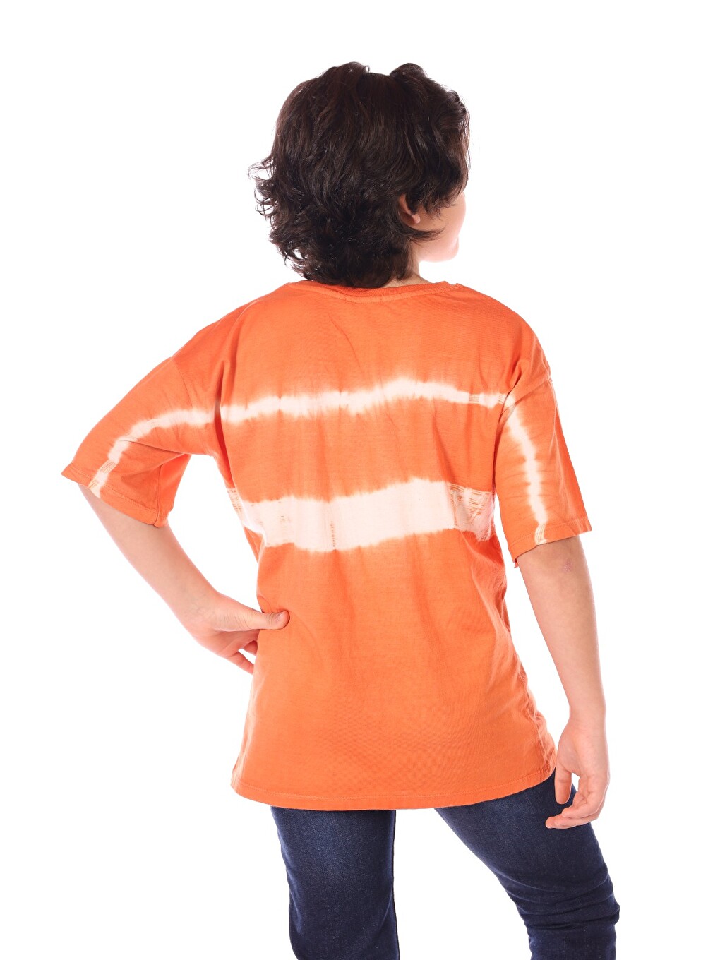Turuncu Erkek Çocuk Batik Desenli Tişört-1