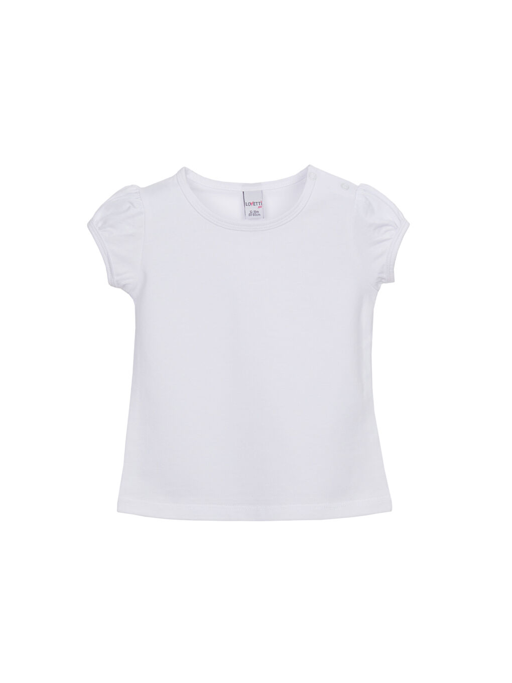 Beyaz Basic Kız Bebek Çıtçıtlı Sıfır Yaka Karpuz Kol Tişört