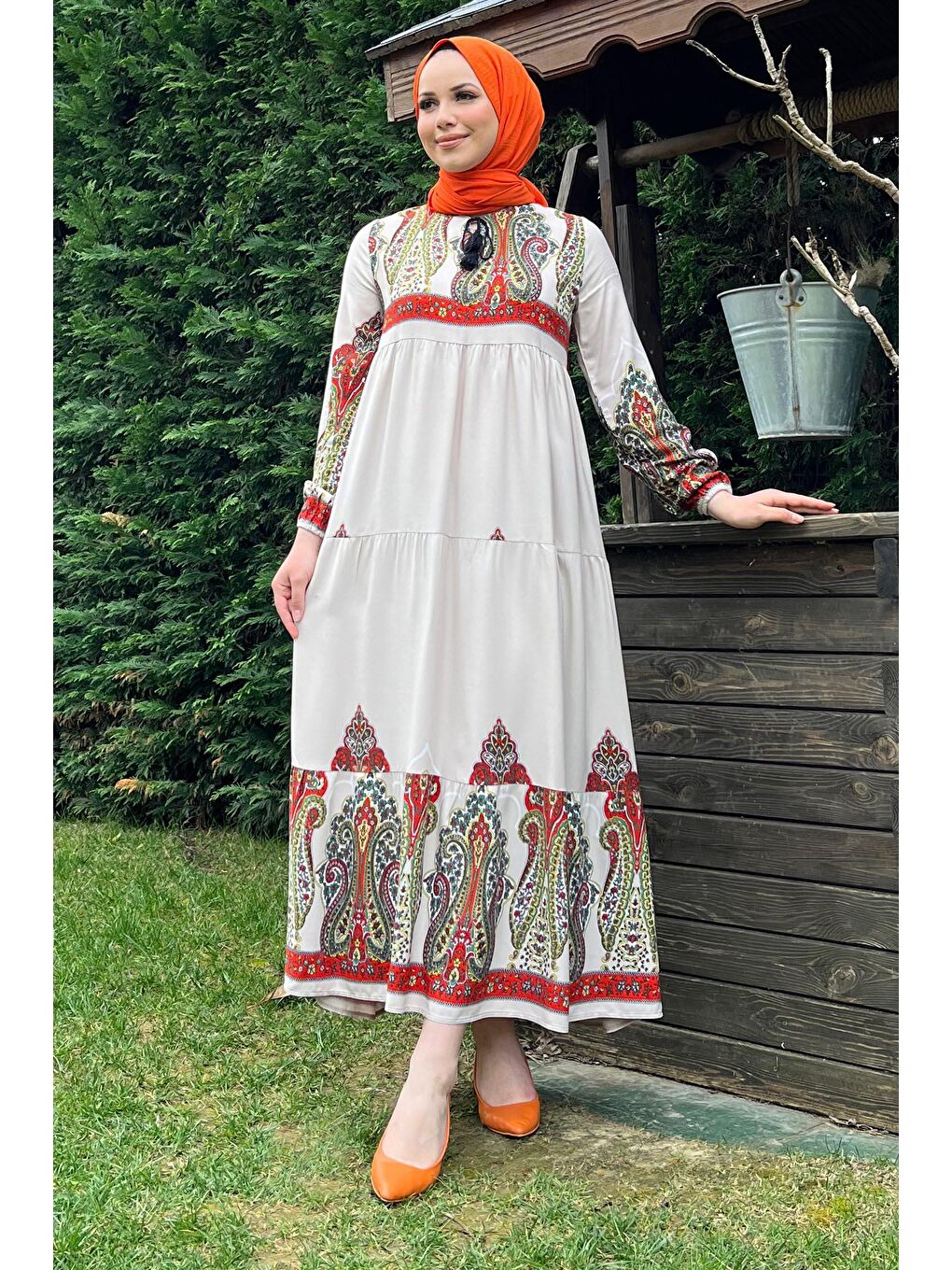 Bisiklet Yaka Kadın Bej Elbise - 11669