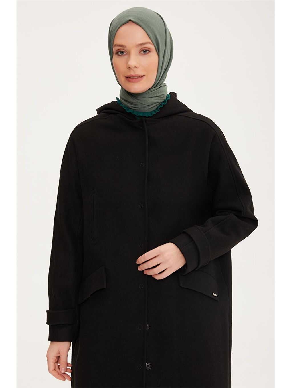 Sarı Kapüşonlu Kaşe Kaban 22K7815-2