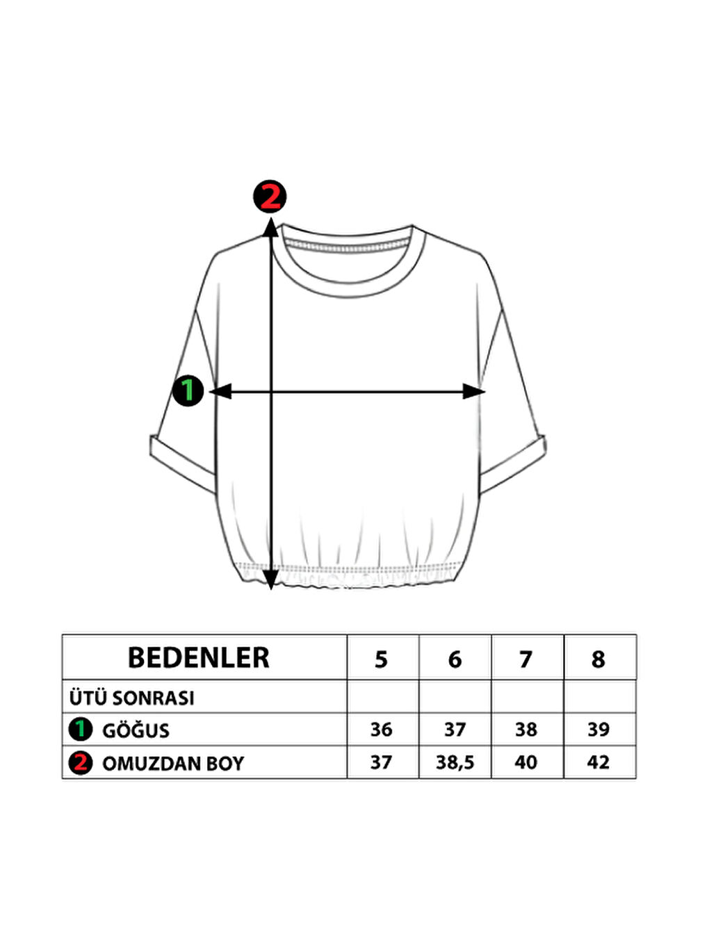 Ekru Kız Çocuk Garni Detaylı Baskılı Tişört-1