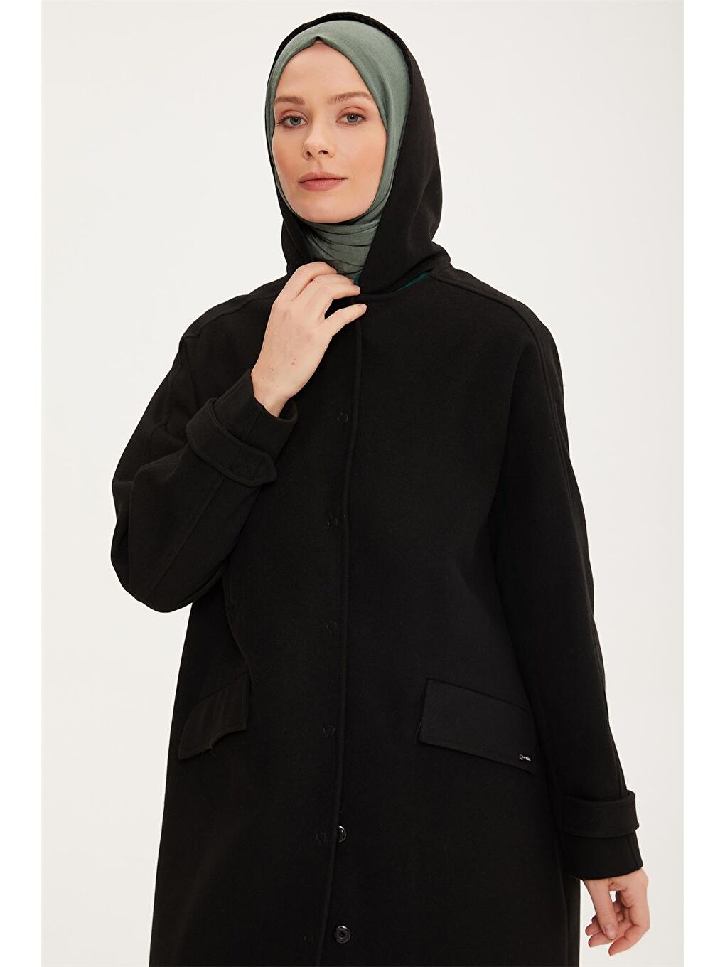 Sarı Kapüşonlu Kaşe Kaban 22K7815-3