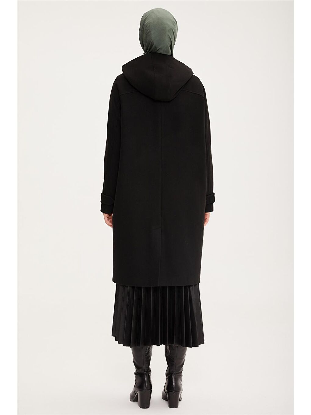 Sarı Kapüşonlu Kaşe Kaban 22K7815-4