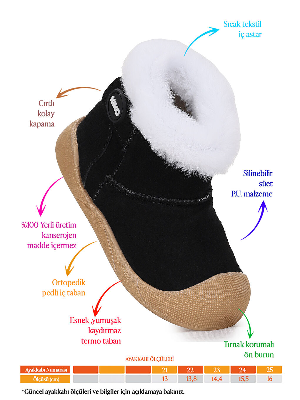 Siyah Liplan Cırtlı Termo Taban Kız Bebek Bot Ayakkabı-1