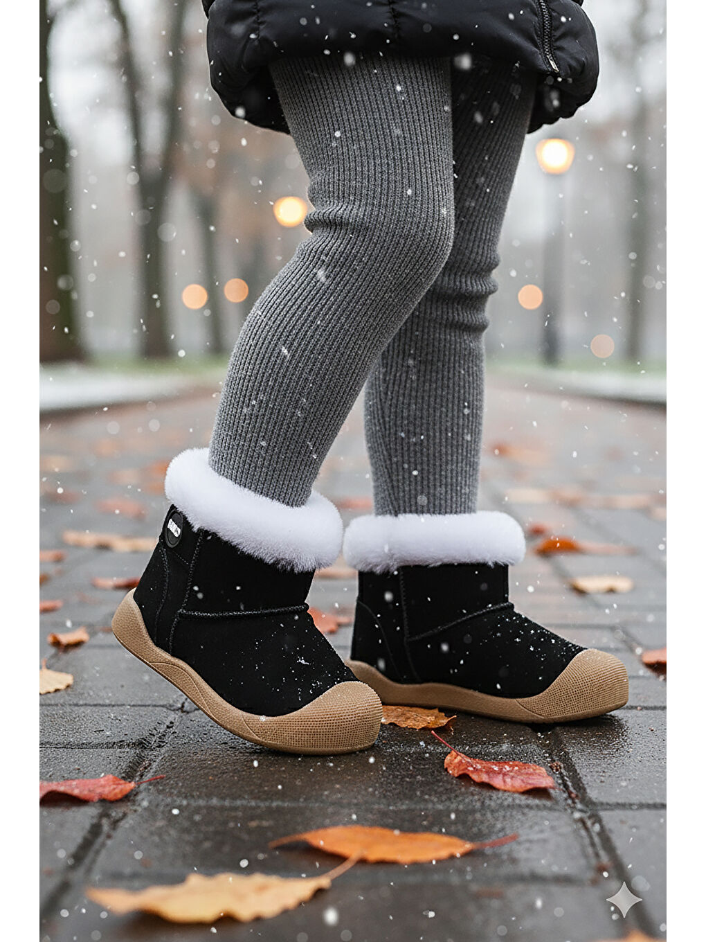 Siyah Liplan Cırtlı Termo Taban Kız Bebek Bot Ayakkabı-2