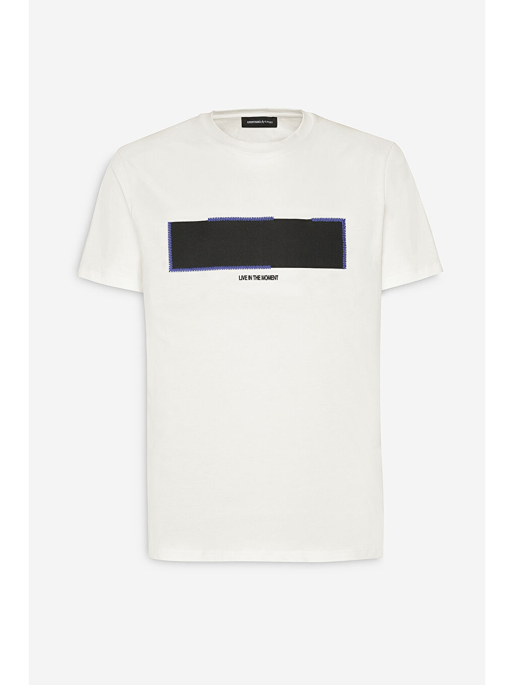 Erkek Beyaz Slim Fit Dar Kesim Pamuklu Esnek Baskılı Bisiklet Yaka Tişört-4