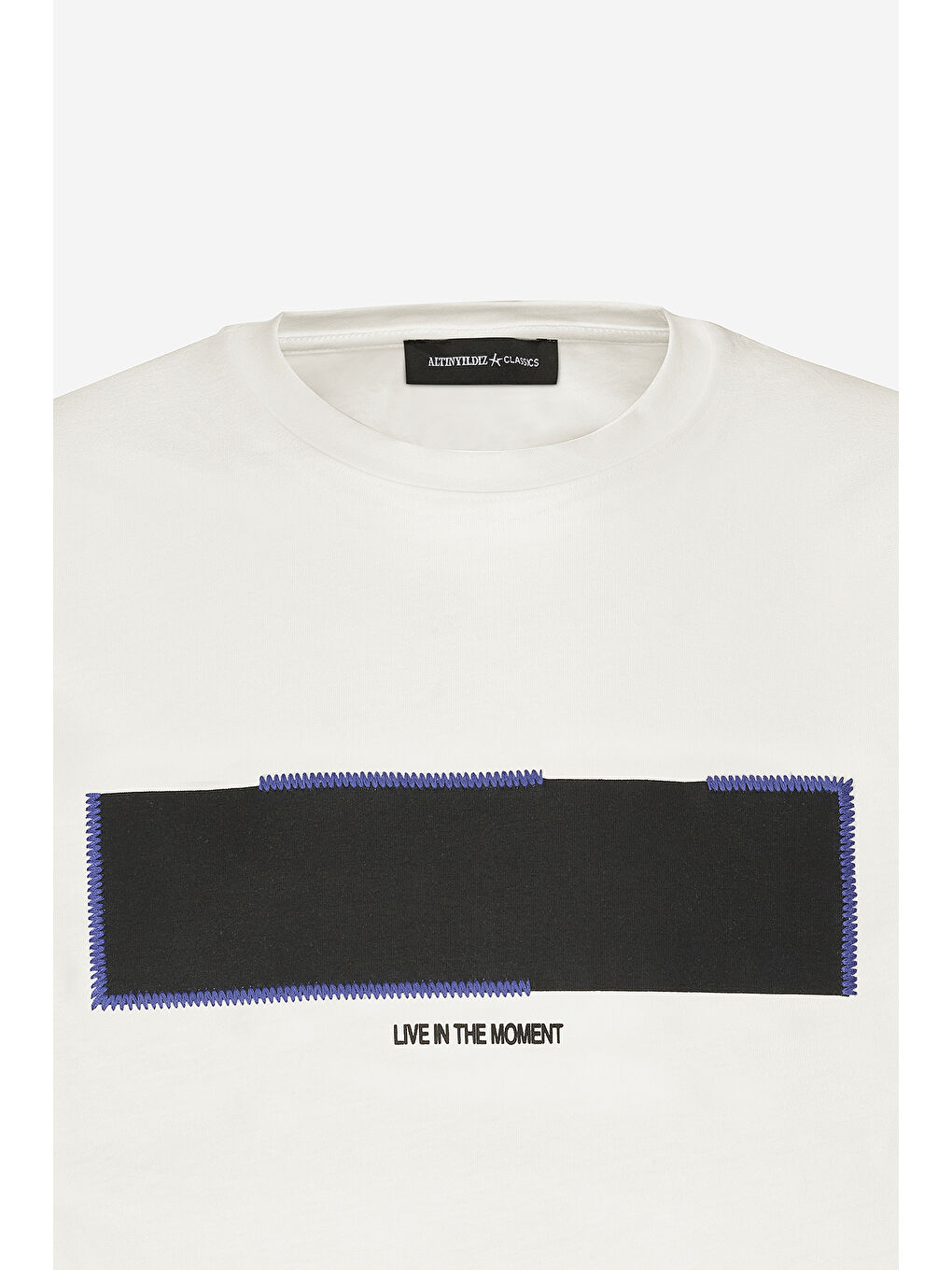 Erkek Beyaz Slim Fit Dar Kesim Pamuklu Esnek Baskılı Bisiklet Yaka Tişört-5