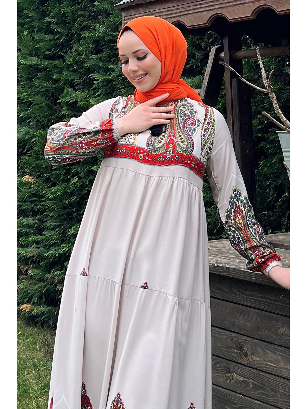 Bisiklet Yaka Kadın Bej Elbise - 11669-4