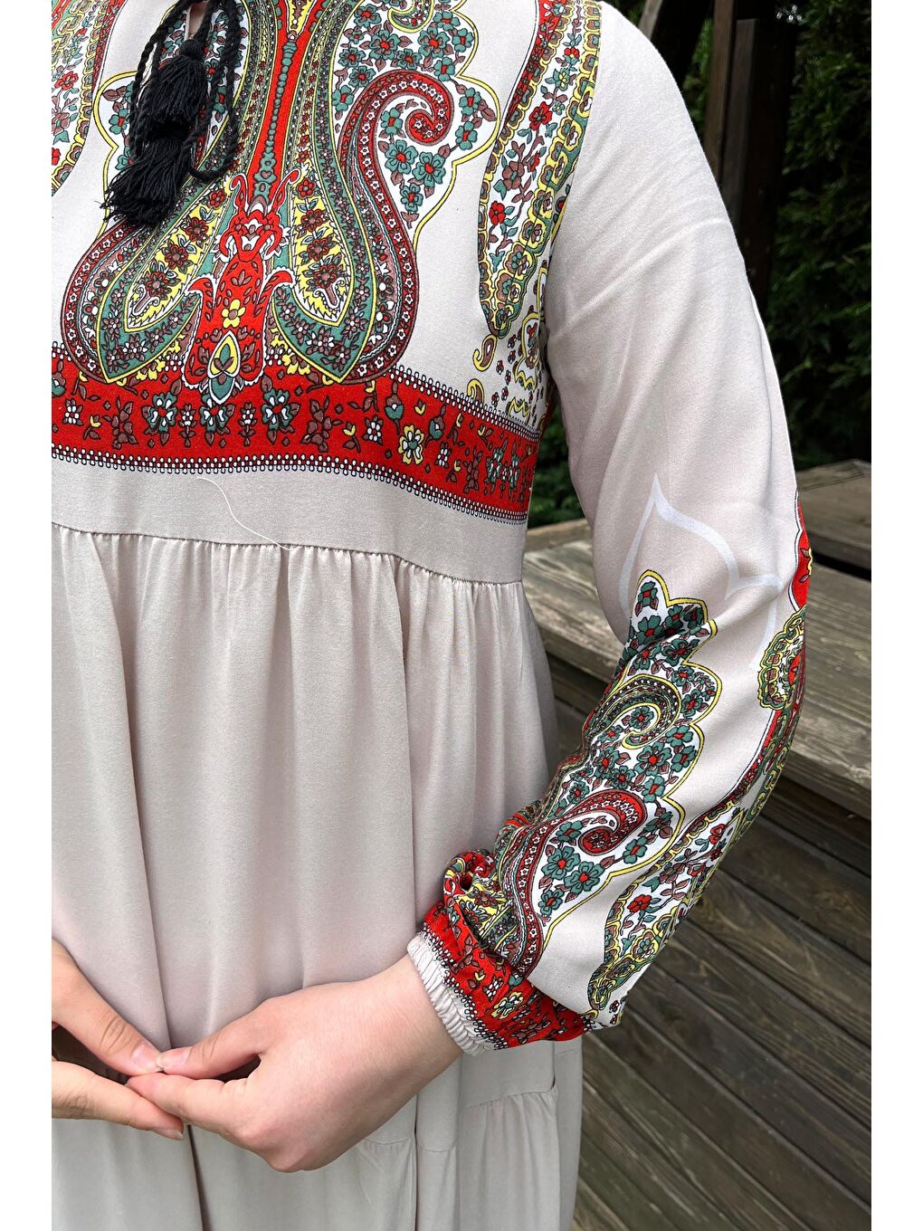 Bisiklet Yaka Kadın Bej Elbise - 11669-5