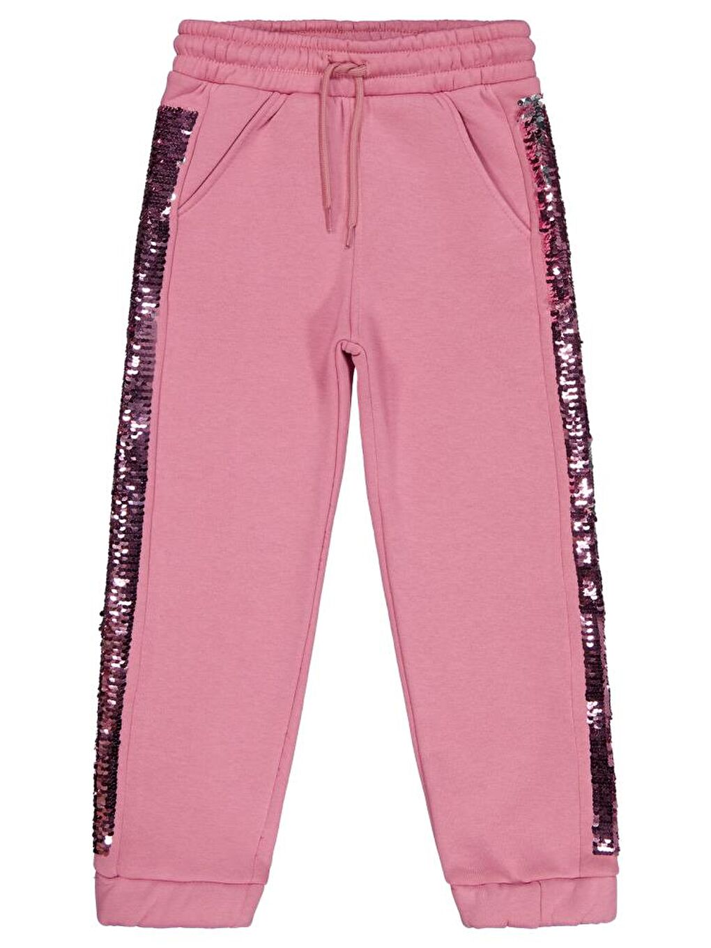 Girls Şerit Pul Nakışlı 6-9 Yaş Eşofman Altı - Pembe 6-7 Yaş