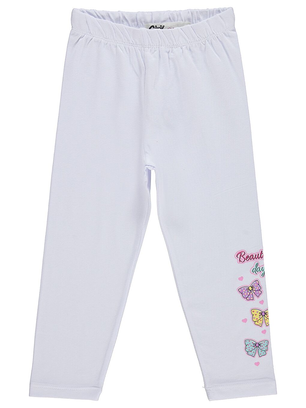 Girls Beautiful Day Baskılı 2-5 Yaş Tayt - Beyaz