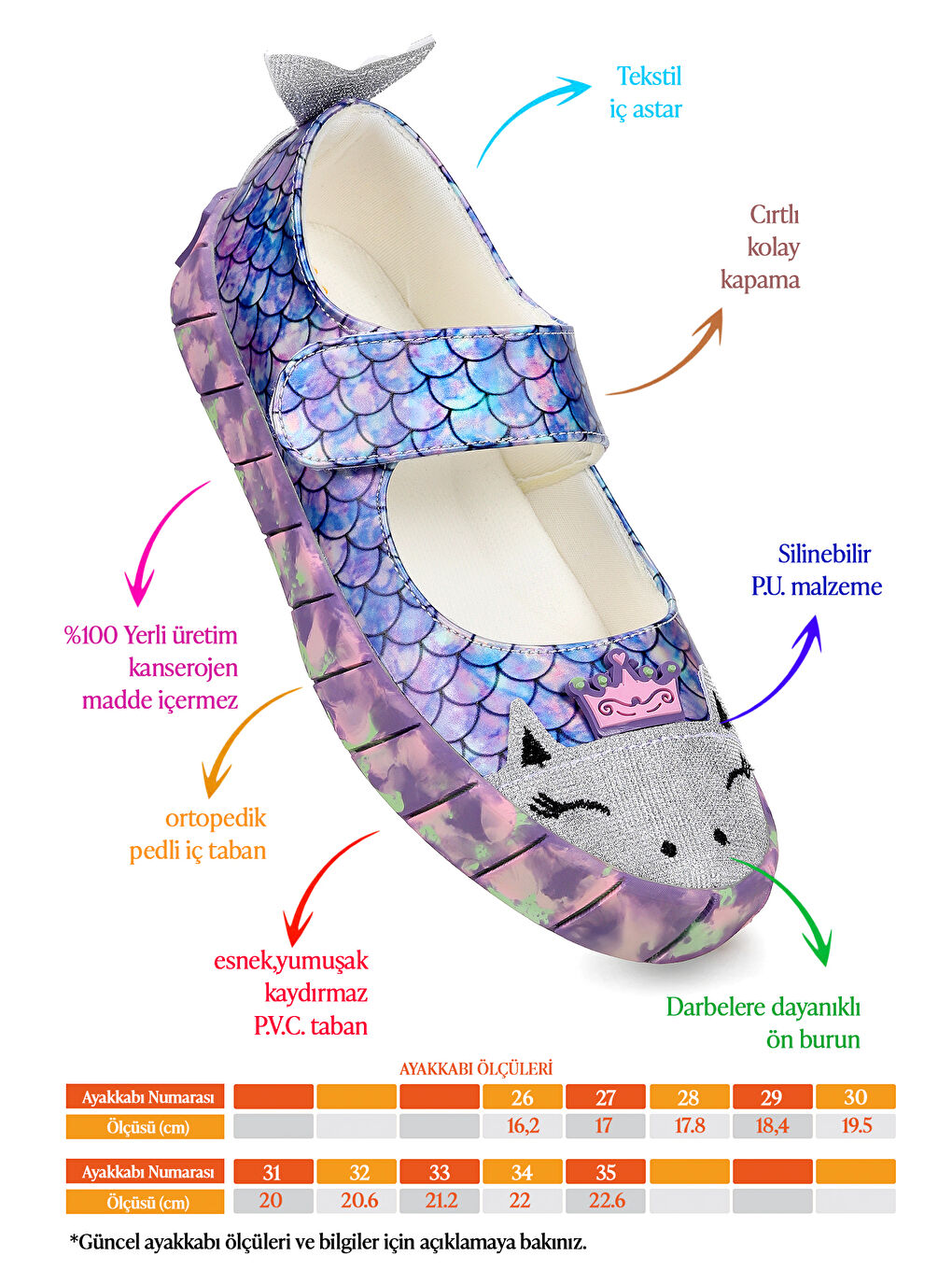 Lila Zubin Deniz Kızı Cırtlı Kız Çocuk Babet Ayakkabı-1
