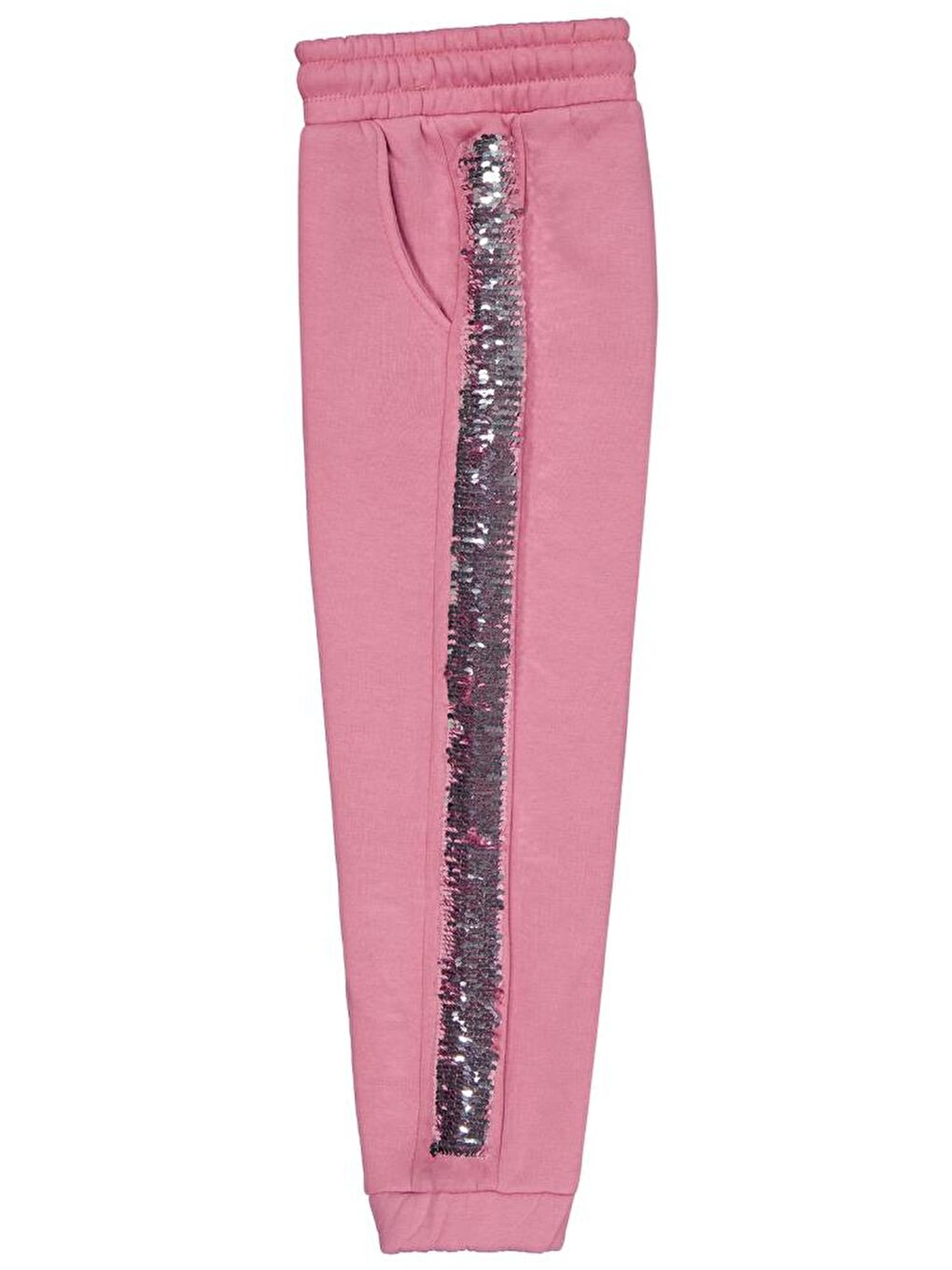 Girls Şerit Pul Nakışlı 6-9 Yaş Eşofman Altı - Pembe 6-7 Yaş-1