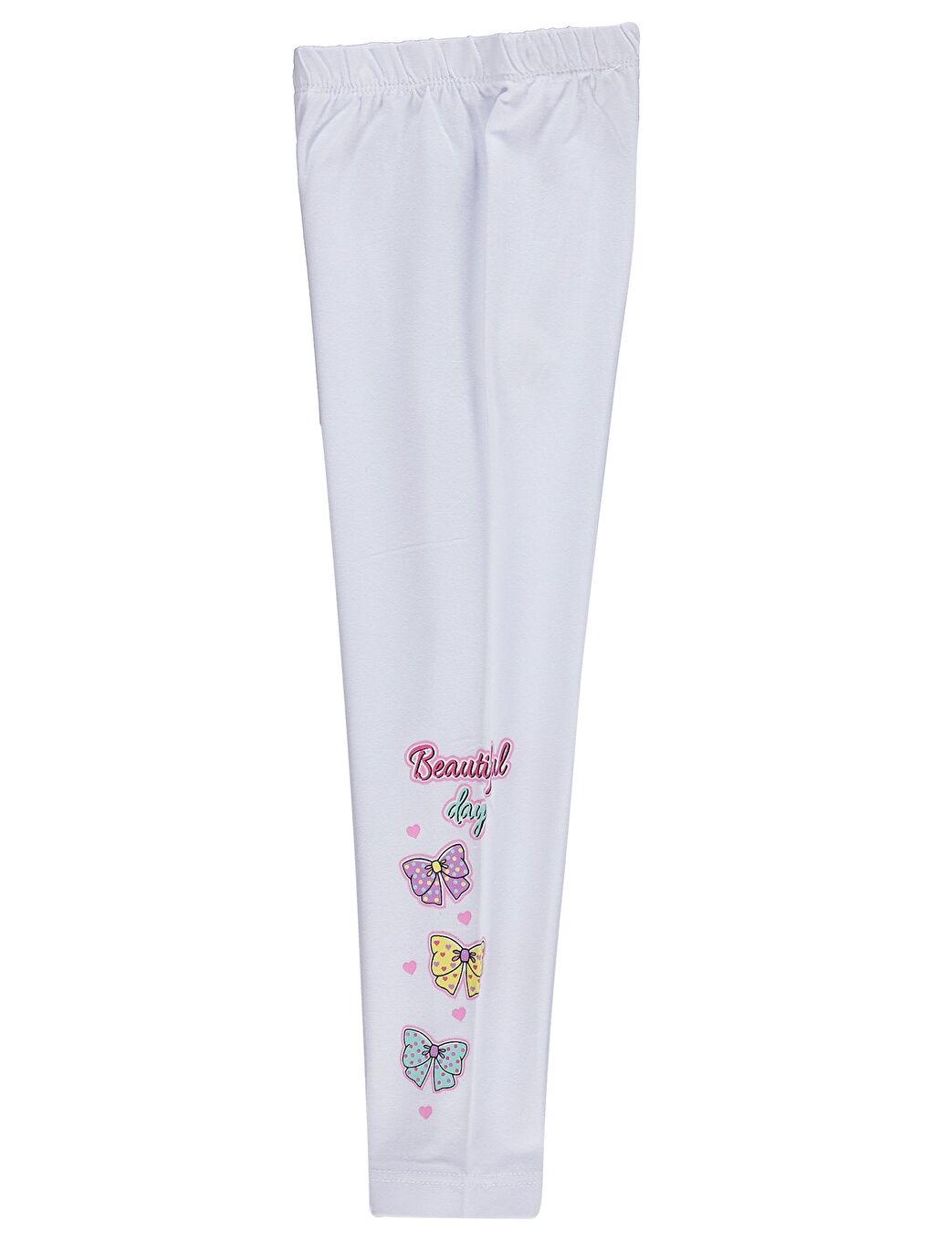 Girls Beautiful Day Baskılı 2-5 Yaş Tayt - Beyaz-1