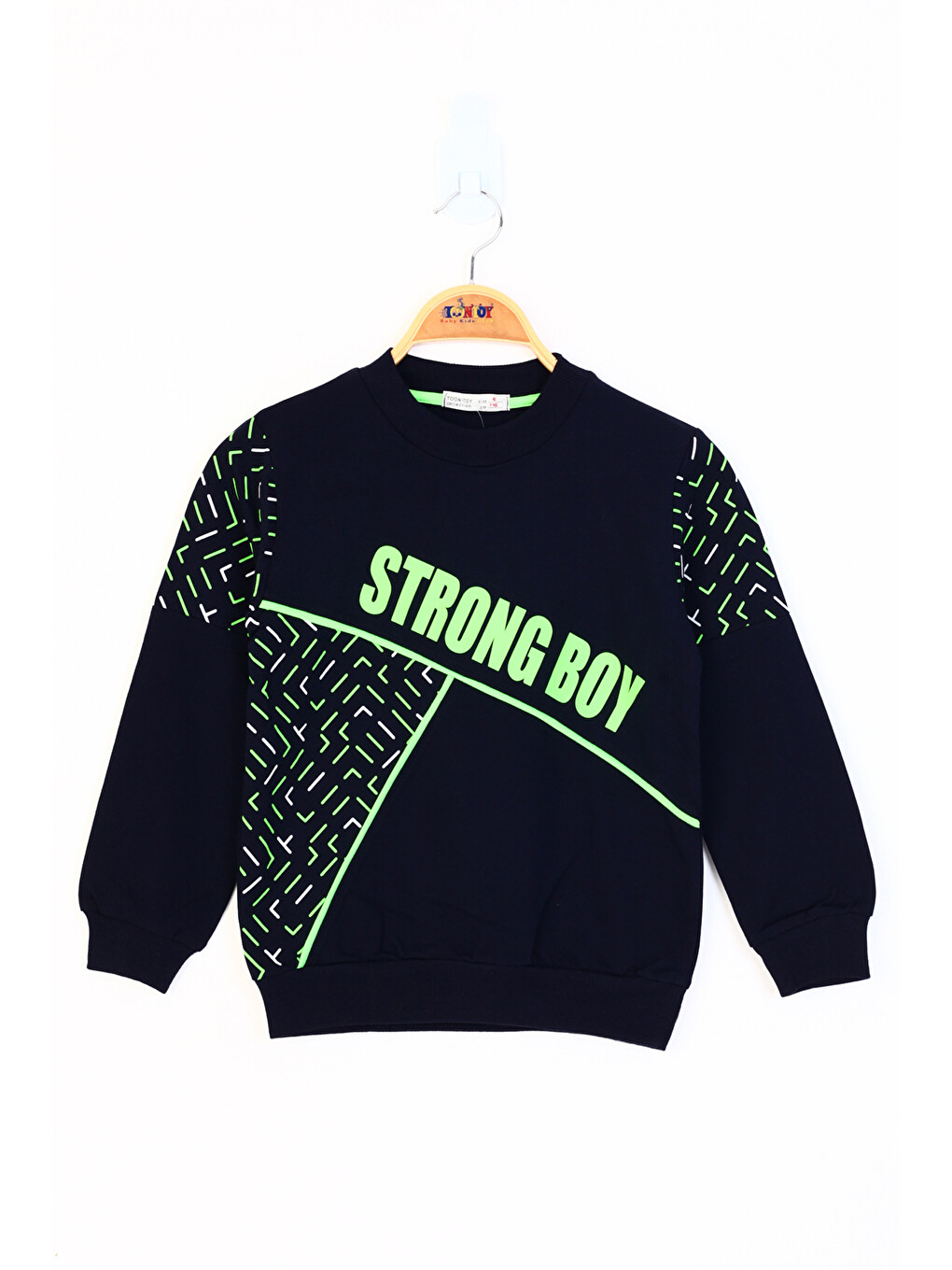 Lacivert Erkek Çocuk Strong Boy Baskılı Sweatshirt