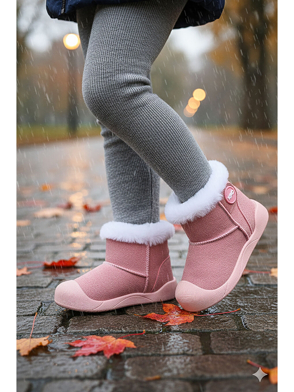 Pembe Liplan Cırtlı Termo Taban Kız Bebek Bot Ayakkabı-2