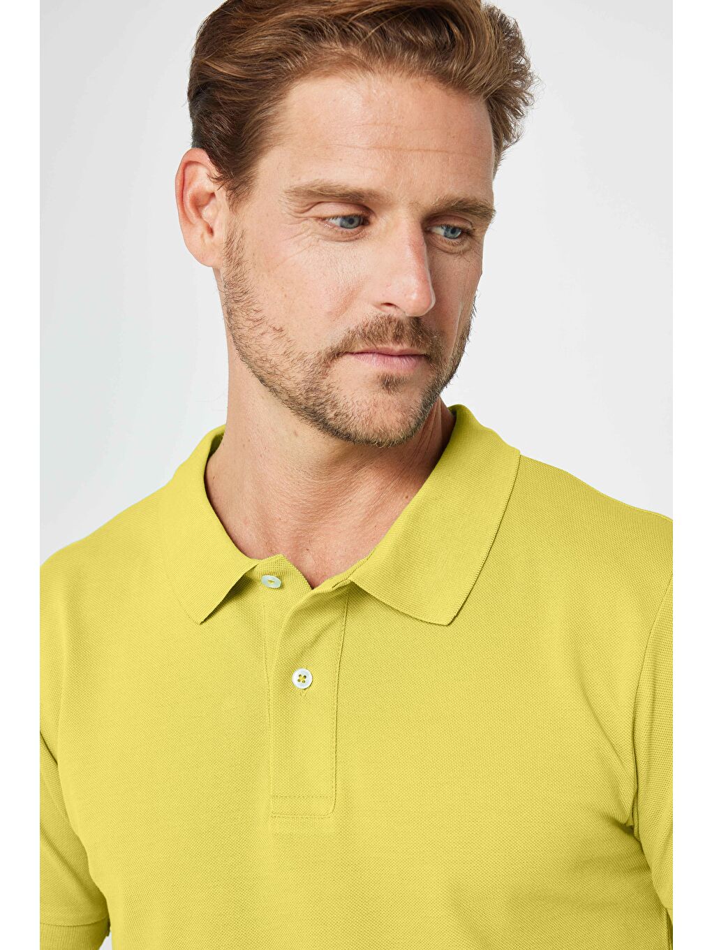 Erkek Slim Fit Dar Kesim %100 Pamuk Yeşil Polo Yaka Tişört-1