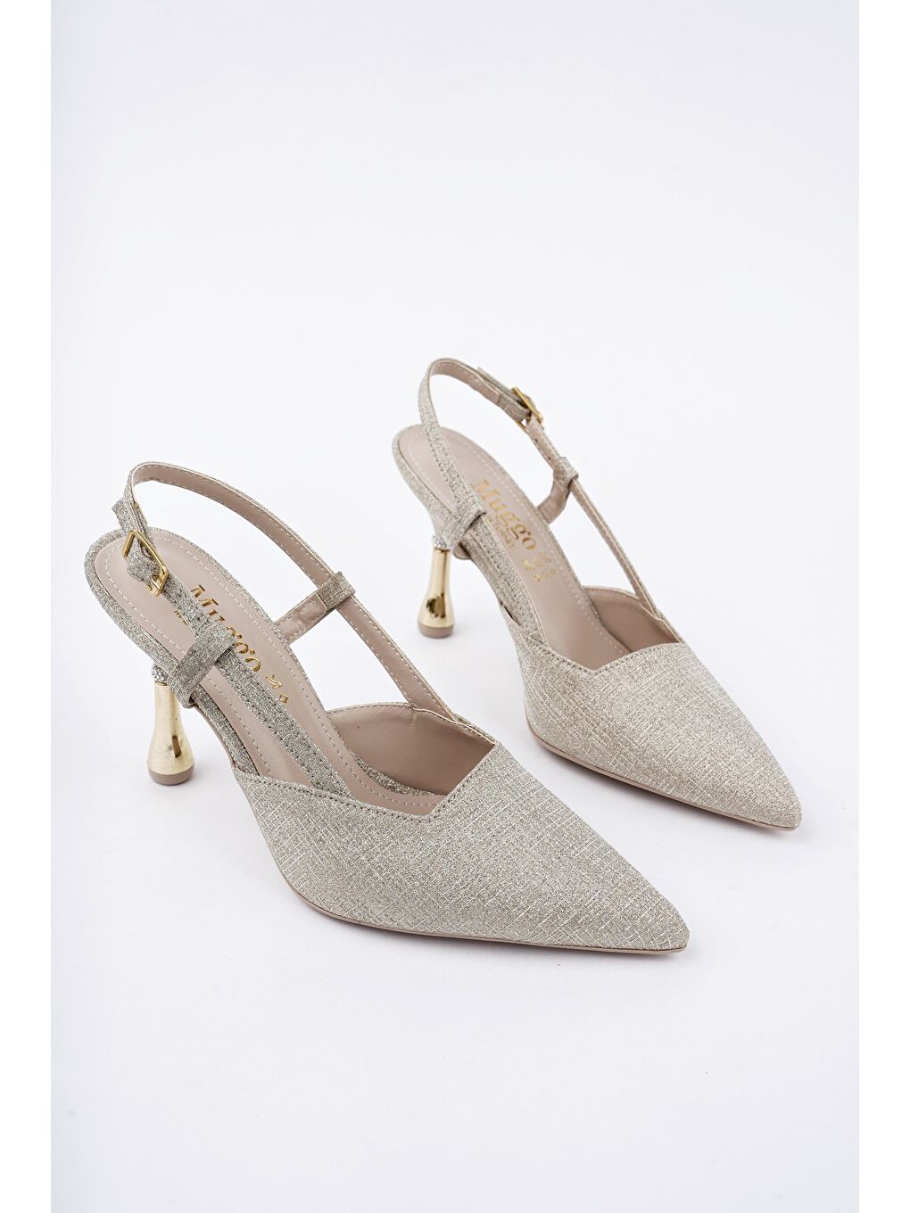 Sarı JESİ Sivri Burun Arkası Açık Günlük Klasik Kadın Topuklu Ayakkabı