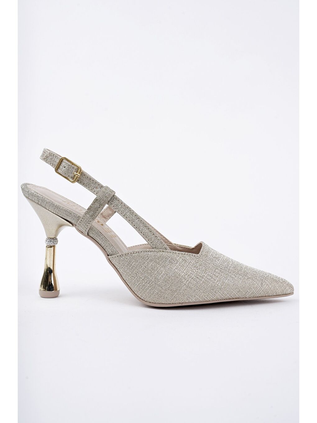 Sarı JESİ Sivri Burun Arkası Açık Günlük Klasik Kadın Topuklu Ayakkabı-1