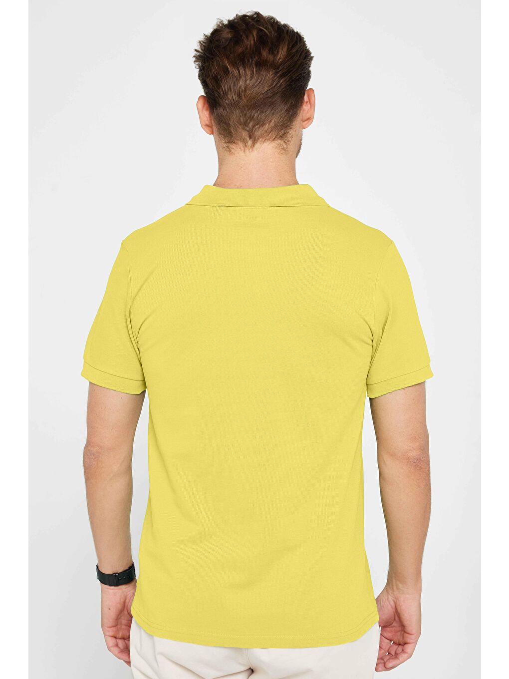 Erkek Slim Fit Dar Kesim %100 Pamuk Yeşil Polo Yaka Tişört-4