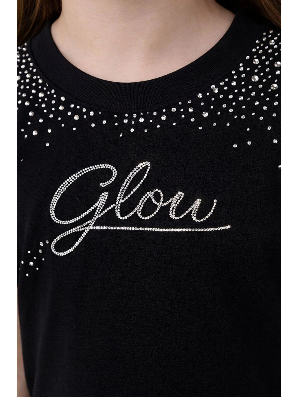 Siyah Glow Taşlı Kız Çocuk Takım 30459-2